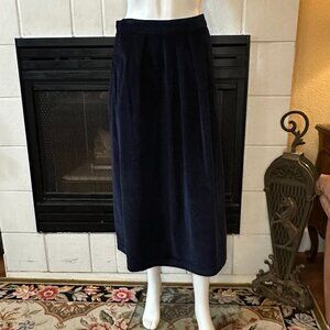 Vtg Calvin Klein Blue Corduroy Straight Below Knee Skirt Slit size 12
